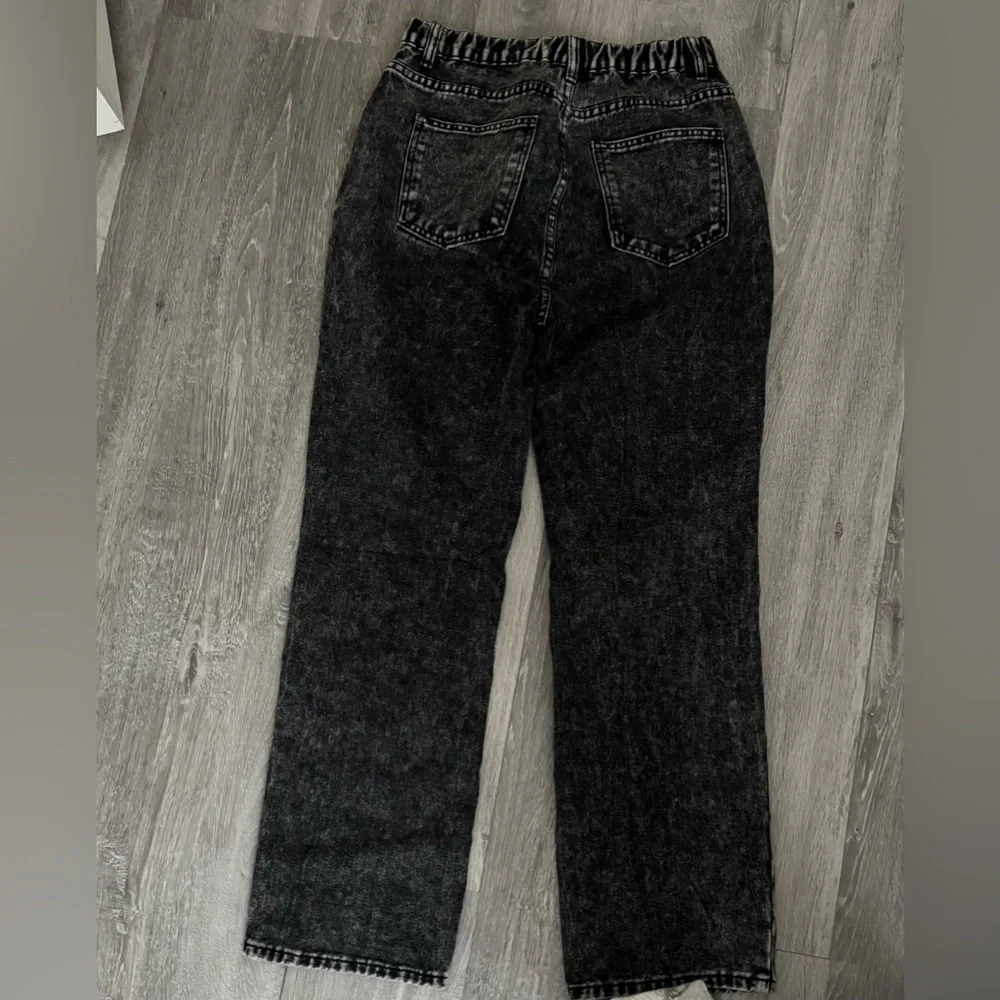 Distressed, Pearl and CZ Accent, Black Jeans
